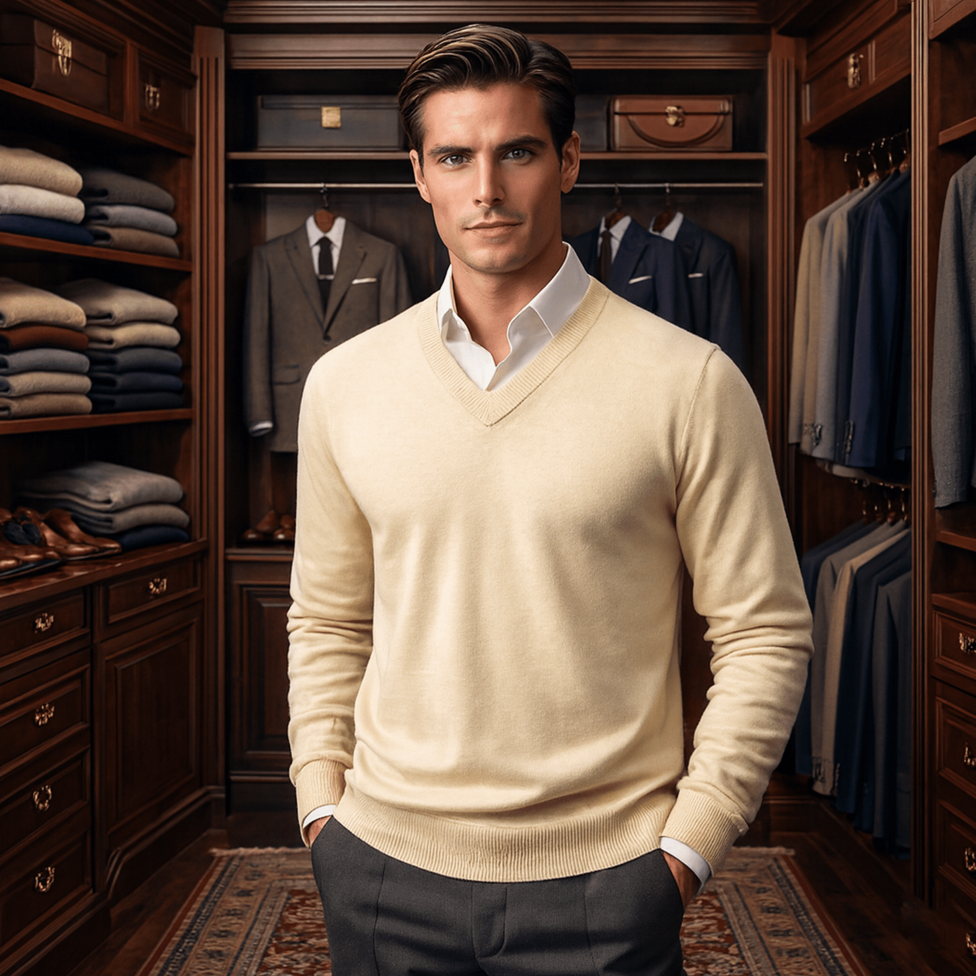 Old Money Heritage Cashmere V - Neck - We Are Old Money 683BBF3B6C4E4DAE9C4B56495C3CE9A3
