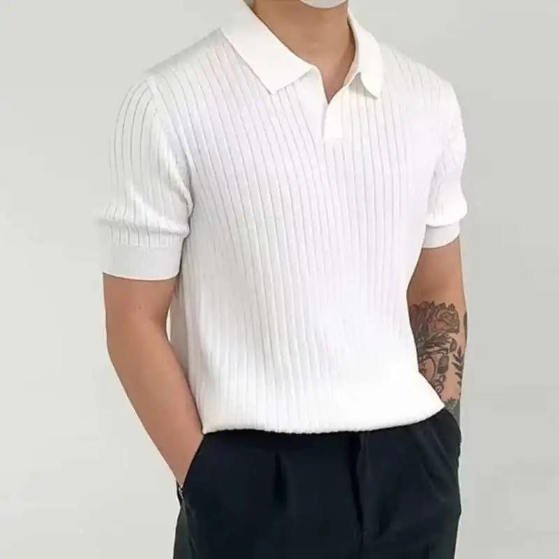 Old Money Men's Knitted Polo Shirt - We Are Old Money A52D47F82EE74CF7BD5181C14DD19B76